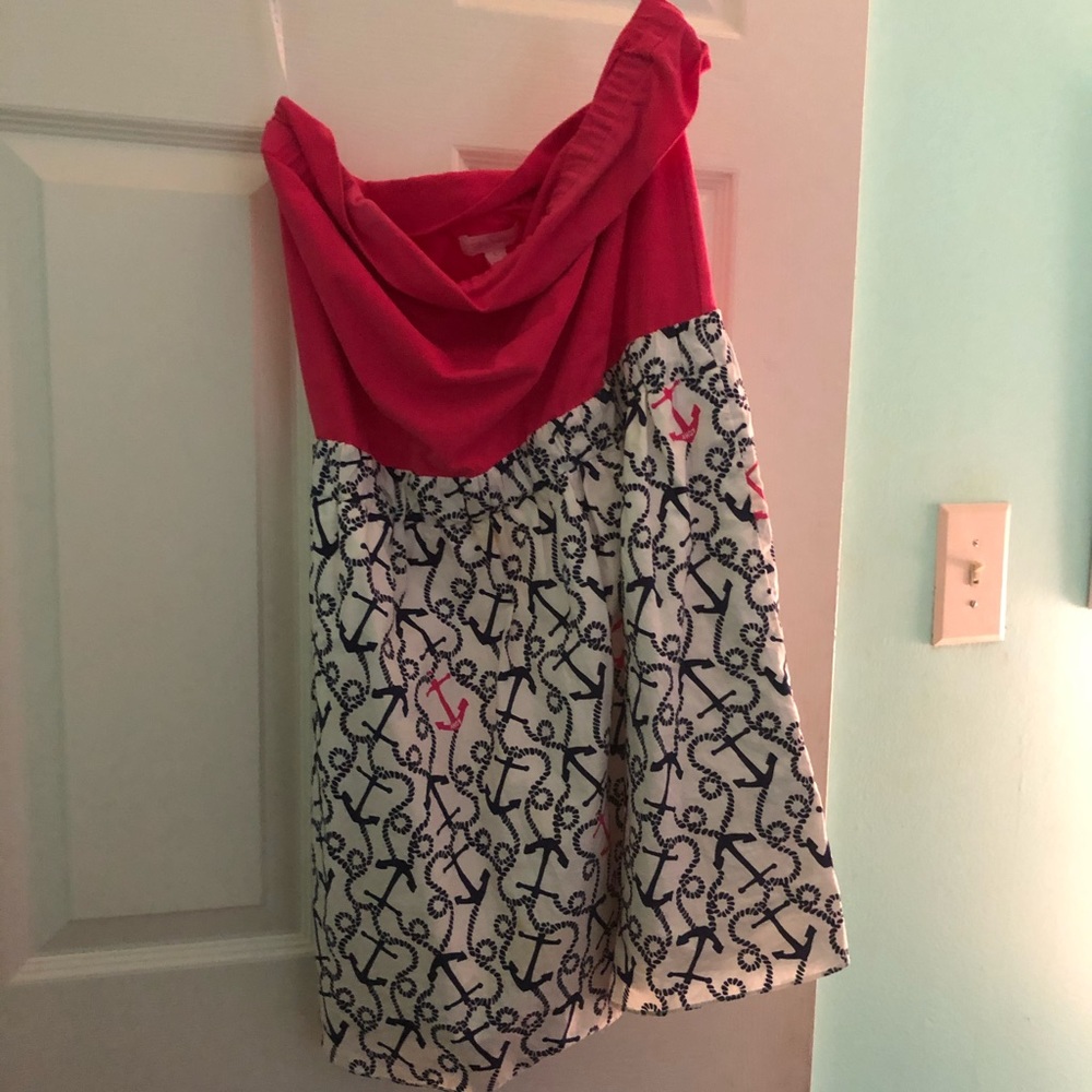 Pink and navy Lilly anchor dress (pockets!!!)